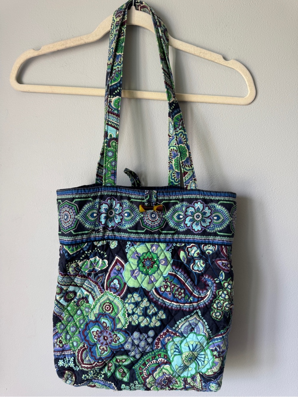 Vera Bradley Navy, Green & Teal Quilted Paisley Tote